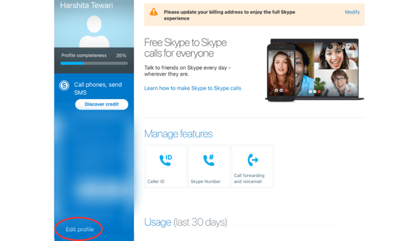 how to change email on skype