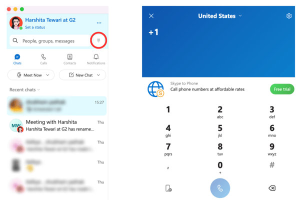 how to call a phone number on skype