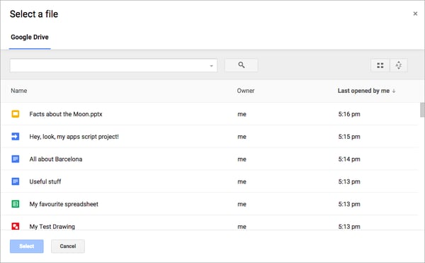 The Google Drive interface, a free cloud storage product 