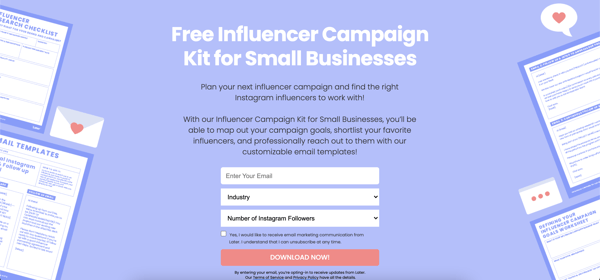 landing page supporting headline