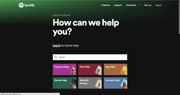 Faq page example: spotify