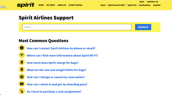 Faq page example: spirit
