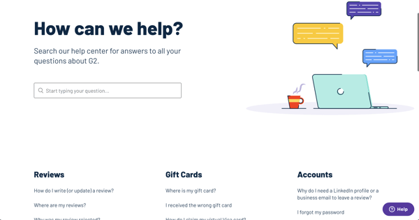 Faq page example: g2