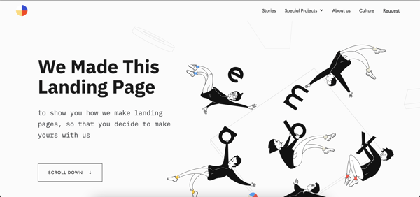 above the fold landing page example
