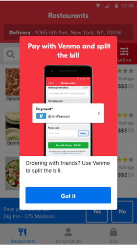 grubhub vemno partnership